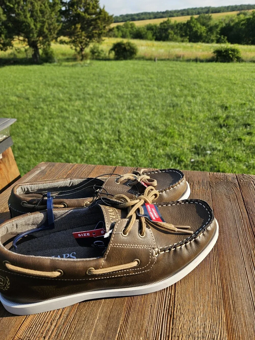 New CHAPS Benny Brown Memory Foam Boat Shoes